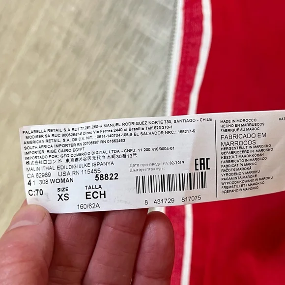 MANGO - MNG Suit Red & White Striped Mini Skirt w Zipper Cotton Linen Blend XS - Picture 10 of 13